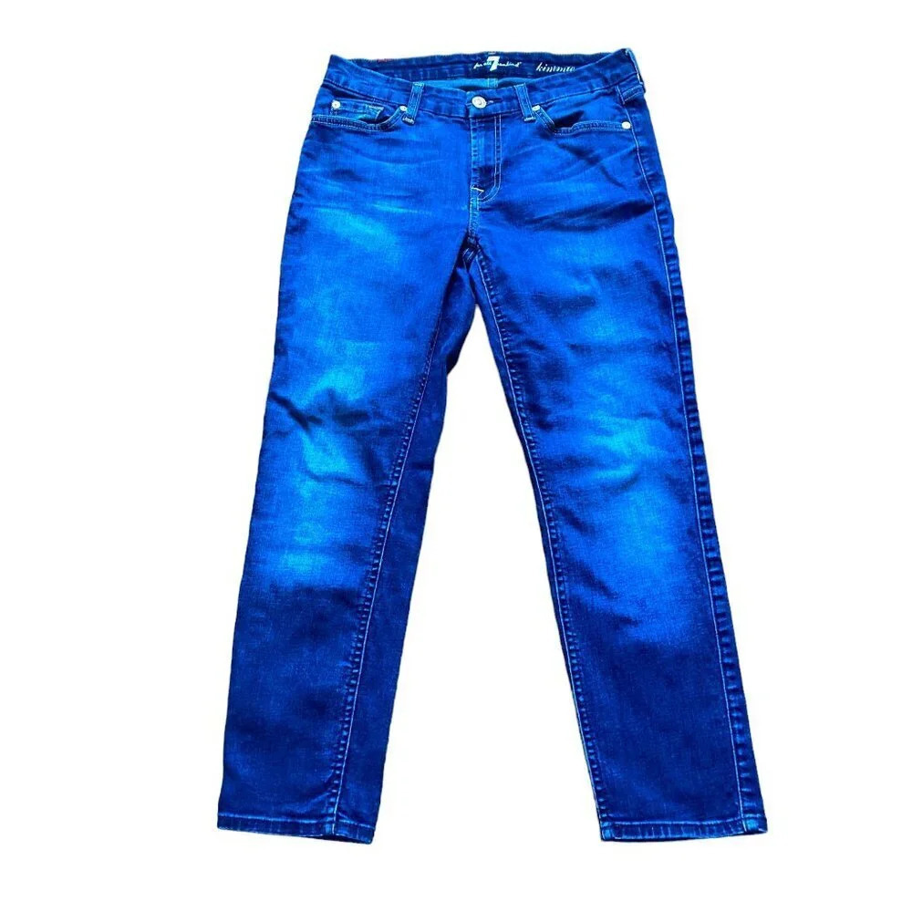 7 For all Mankind Women's Kimmie Crop Dark‎ Wash Blue Jeans, Size 29